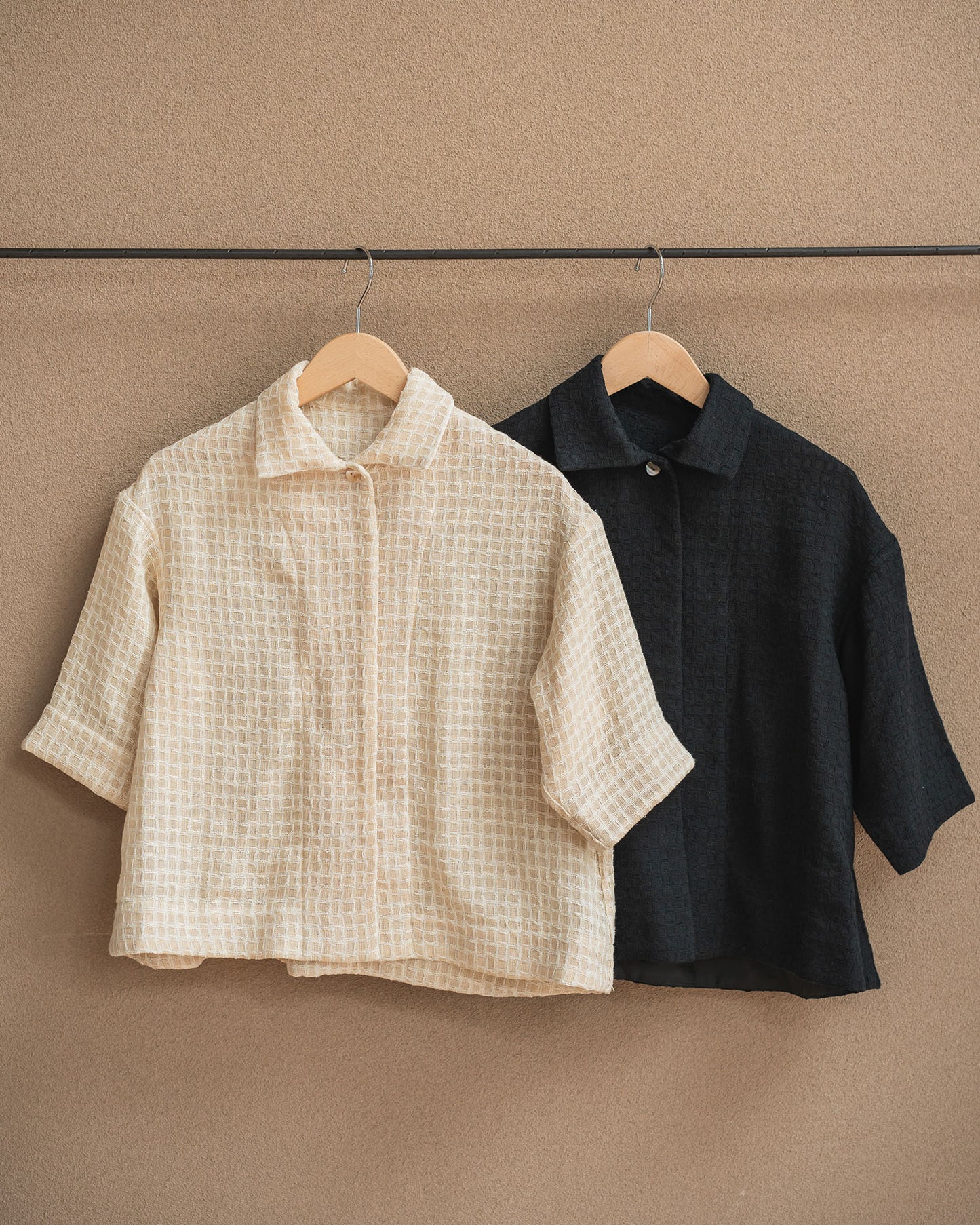 オープンカラージャケット/ループギンガム