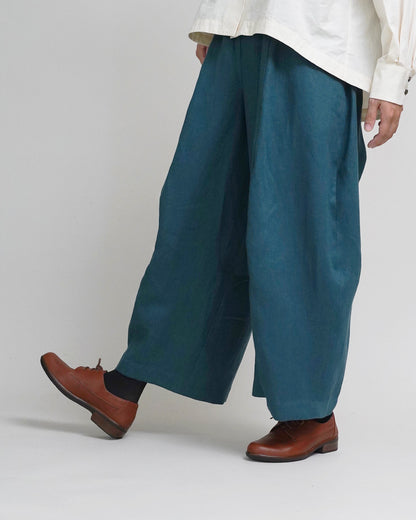 [Available from 12:00 PM on Saturday, September 13th] Wide-leg pants / Heavy linen twill / Green