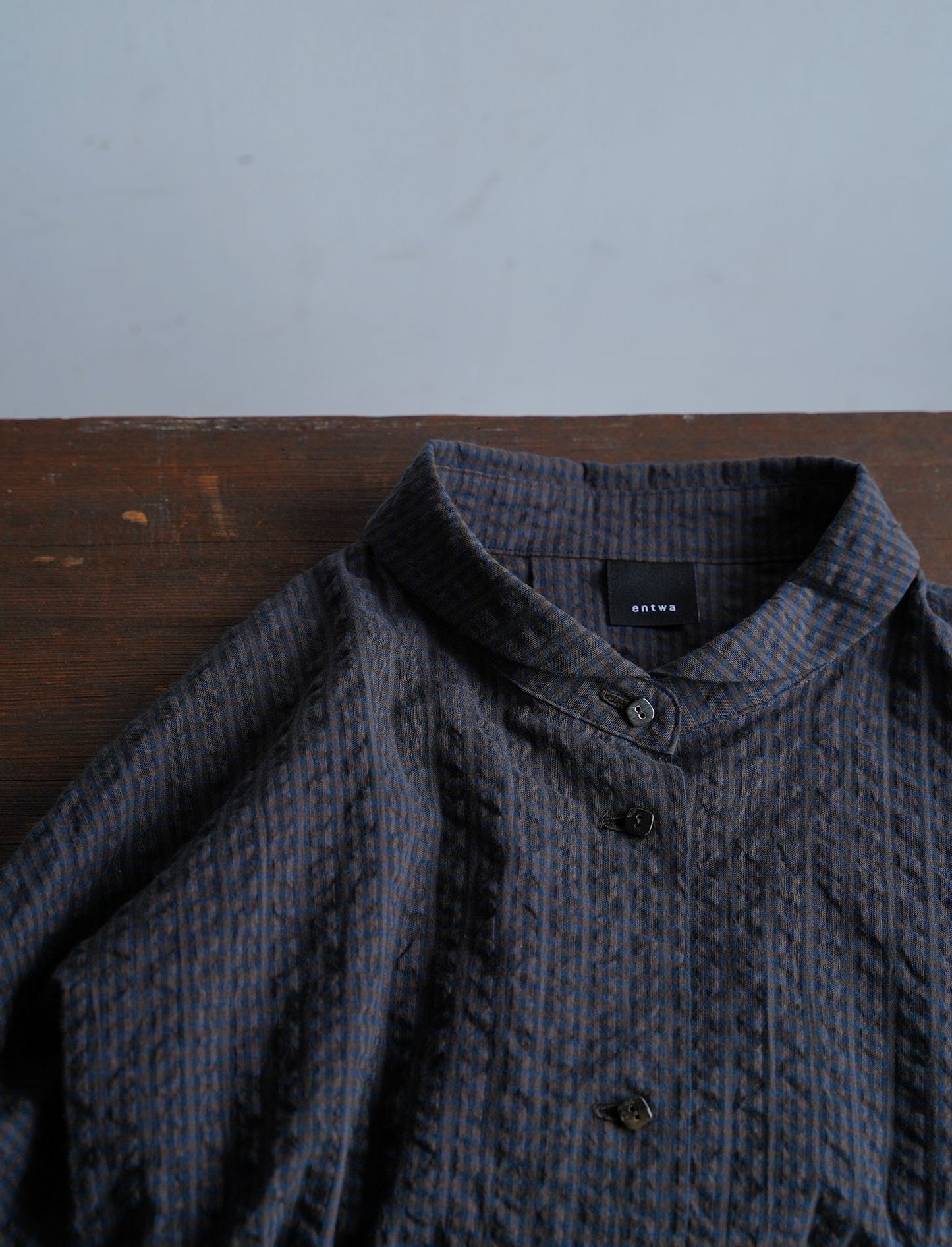 [On sale from 12:00 on Saturday, April 5th] Half Dutch collar shirt / cotton gingham