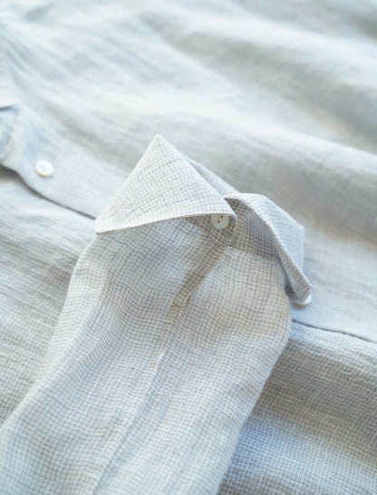 [On sale from 12:00 on Saturday, March 1st] Overshirt / Sheer linen houndstooth GY