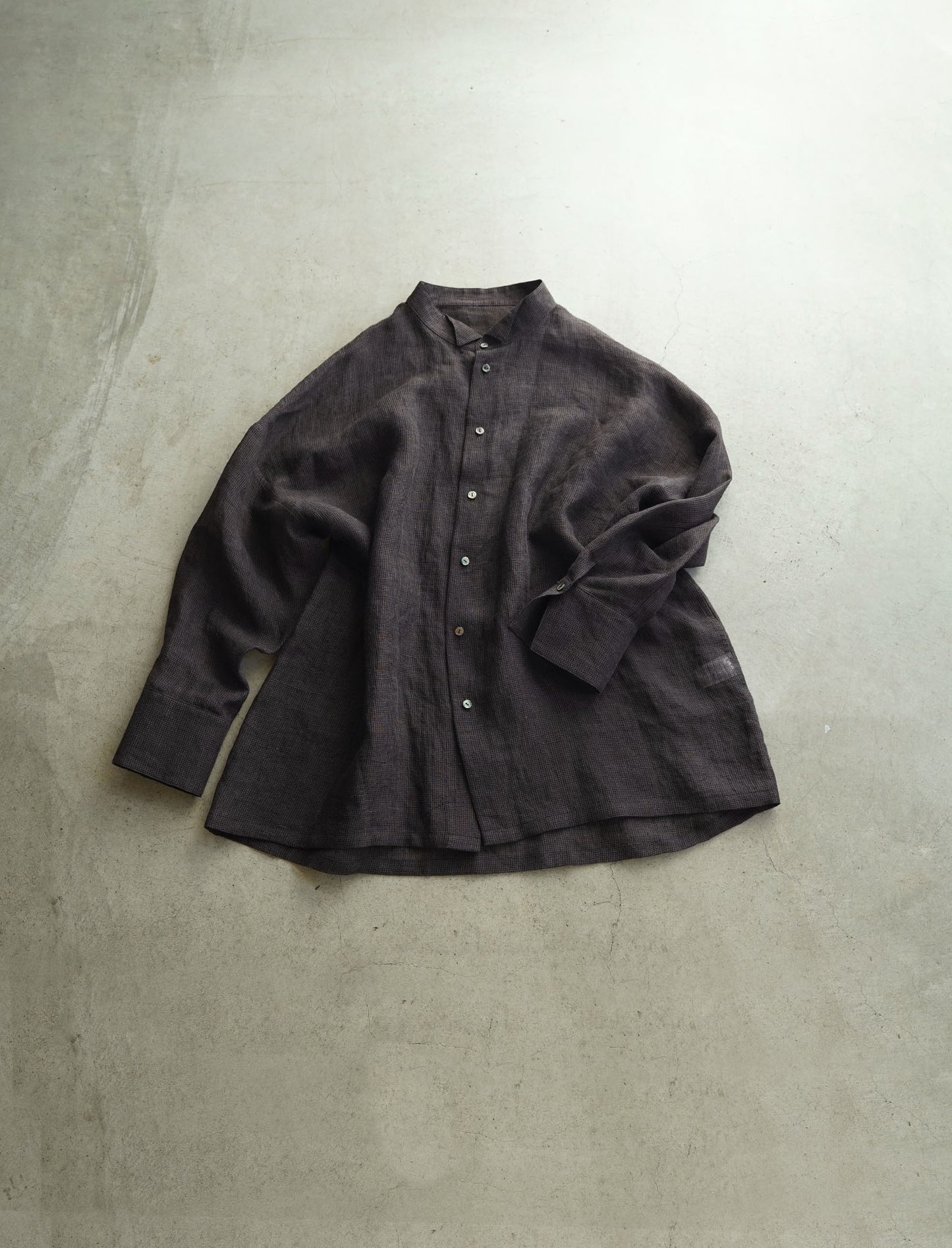 [On sale from 12:00 on Saturday, March 1st] Overshirt / Sheer linen houndstooth DBR