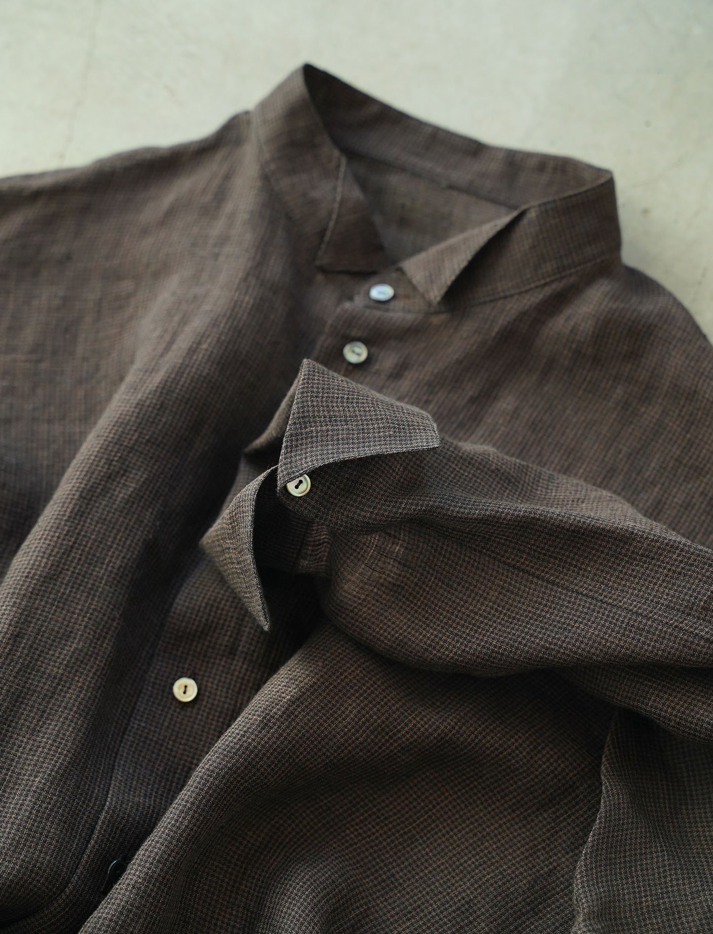 [On sale from 12:00 on Saturday, March 1st] Overshirt / Sheer linen houndstooth DBR