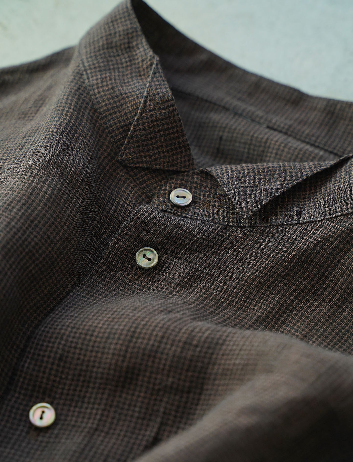 [On sale from 12:00 on Saturday, March 1st] Overshirt / Sheer linen houndstooth DBR