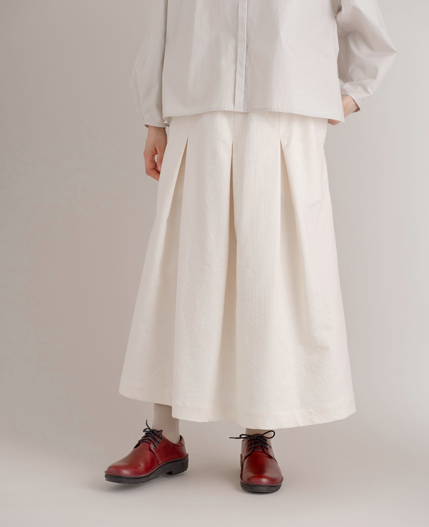 ボックスタックスカート / ラインステッチコットン