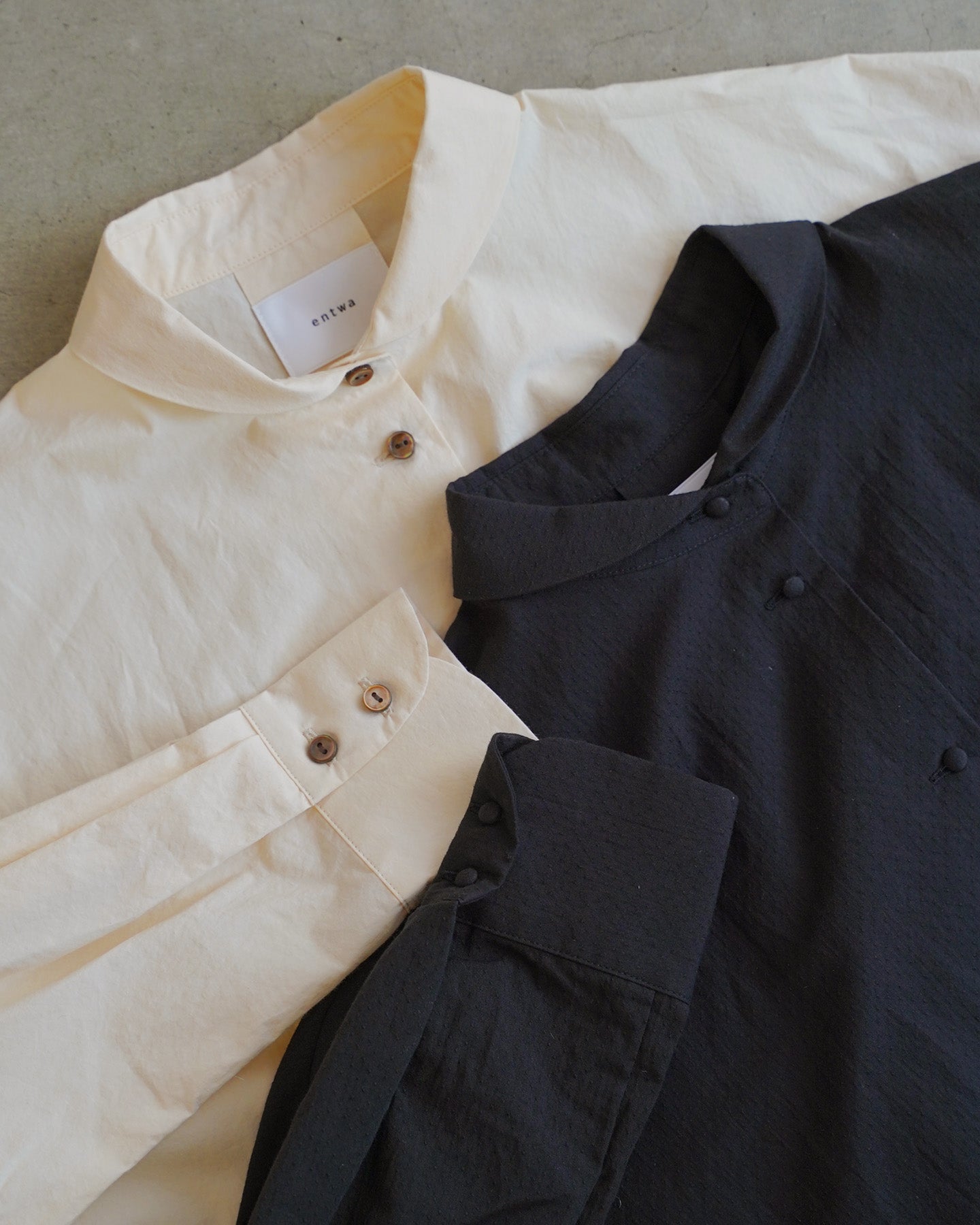 entwa 　ダッチカラーシャツ ダッチカラーシャツ / ドットコットン/ブラック – entwa