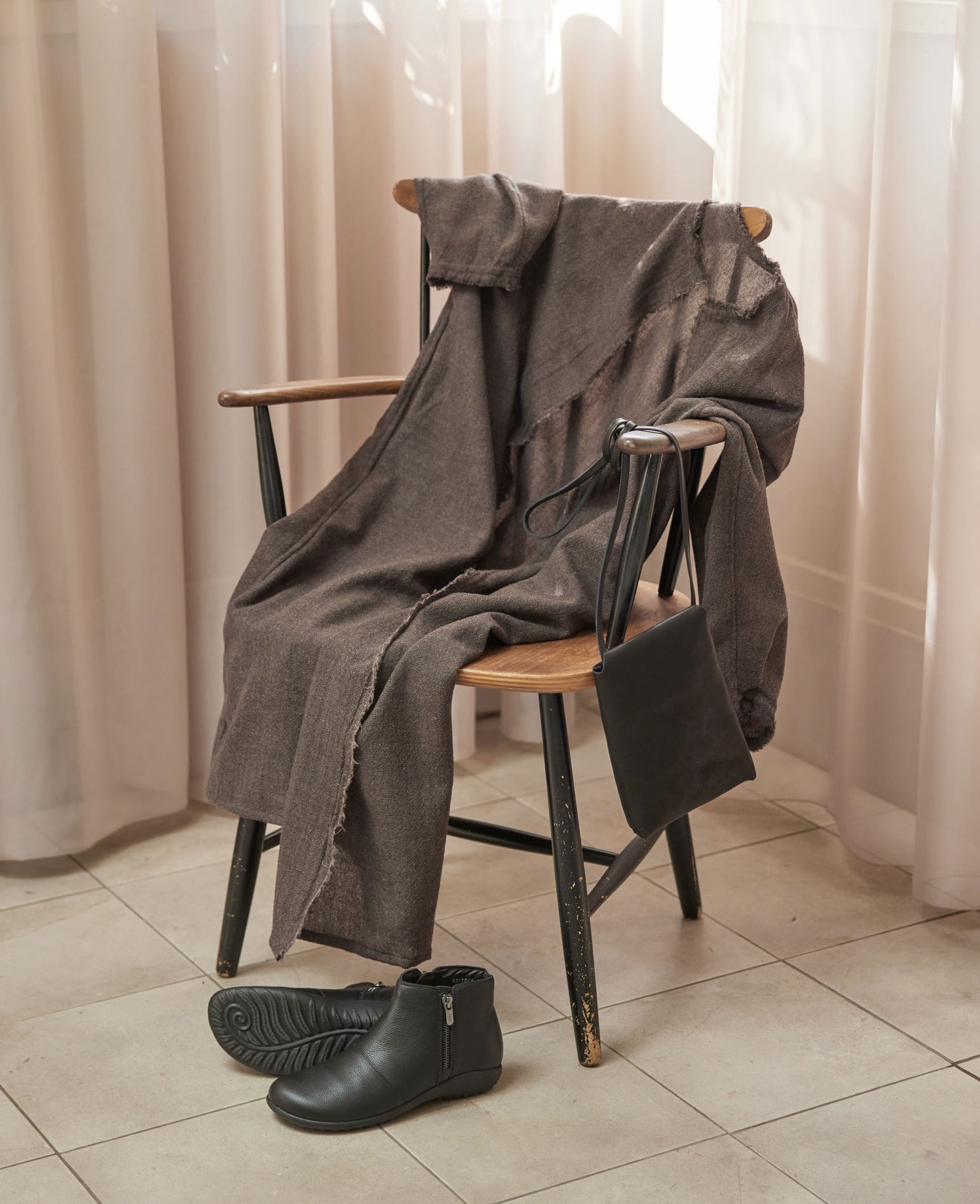 フリンジローブ / ウールガーゼ/ モカブラウン