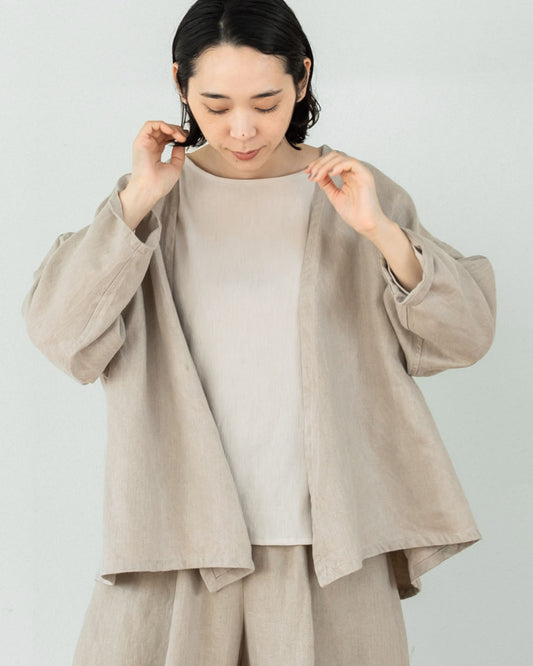 [Available from 12:00 PM on Saturday, September 13th] Short Robe / Heavy Linen Twill / Beige