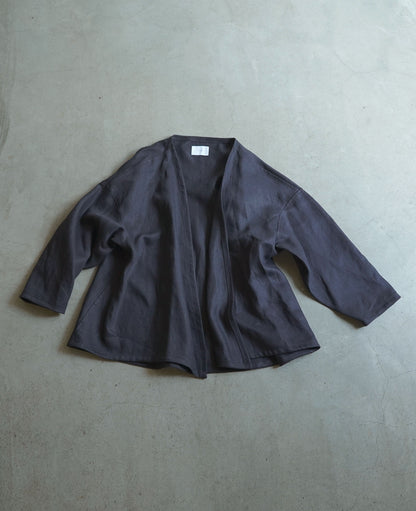 [Available from 12:00 PM on Saturday, September 13th] Short Robe / Heavy Linen Twill / Black