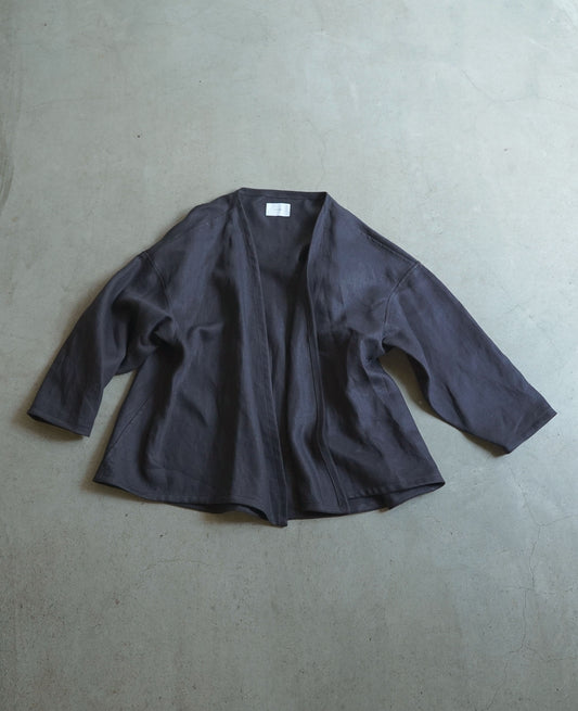 [Available from 12:00 PM on Saturday, September 13th] Short Robe / Heavy Linen Twill / Black