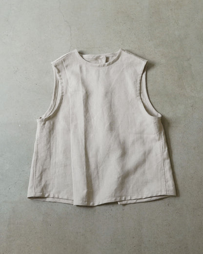 [Available from 12:00 PM on Saturday, September 13th] Tucked Vest / Heavy Linen Twill / Beige