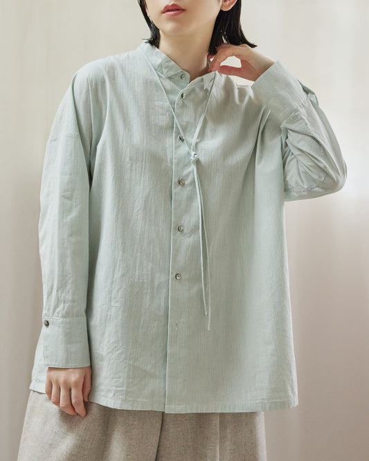 [Available from 12:00 PM on Saturday, September 13th] Overshirt / Cotton Stripe / Green
