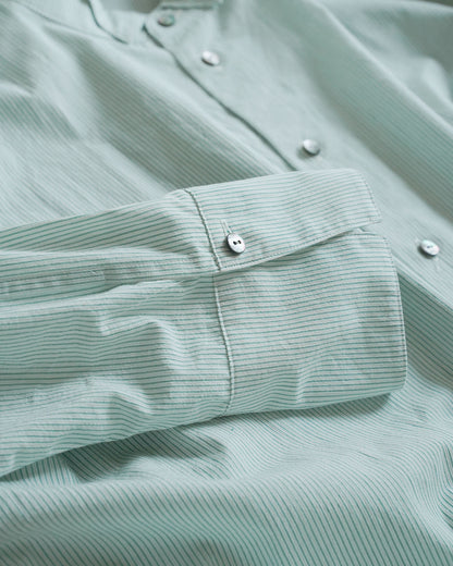 [Available from 12:00 PM on Saturday, September 13th] Overshirt / Cotton Stripe / Green