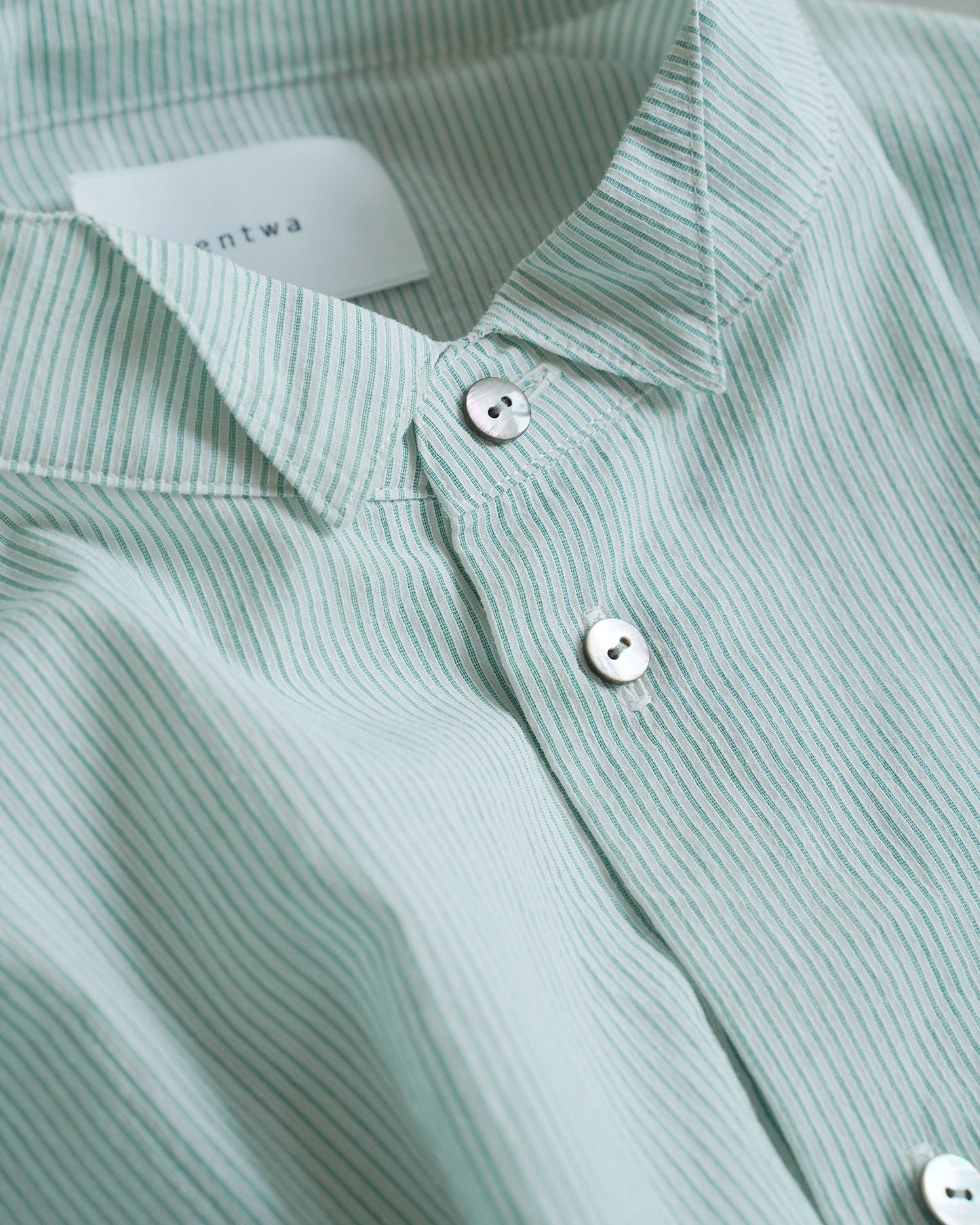 [Available from 12:00 PM on Saturday, September 13th] Overshirt / Cotton Stripe / Green