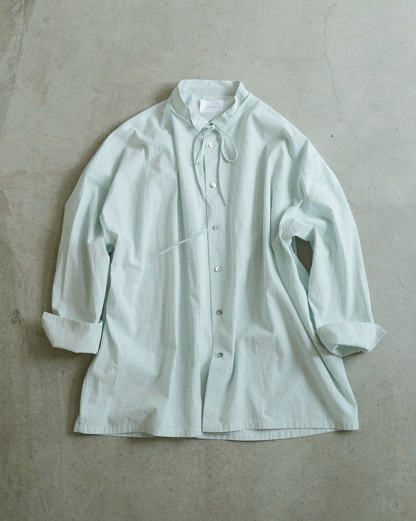 [Available from 12:00 PM on Saturday, September 13th] Overshirt / Cotton Stripe / Green