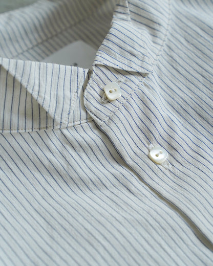[On sale from 12:00 PM on Saturday, September 13th] Overshirt / Cotton Stripe / Blue