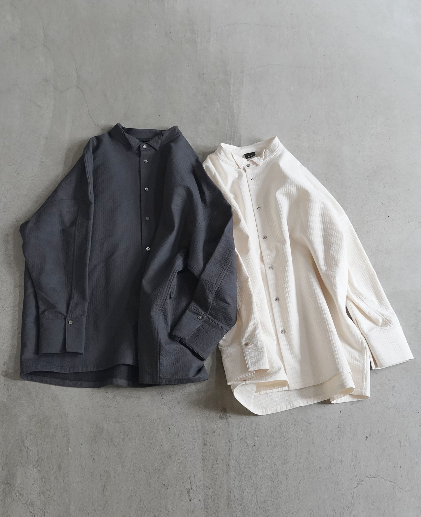 オーバーシャツ / ラインステッチコットン / スモークブラック