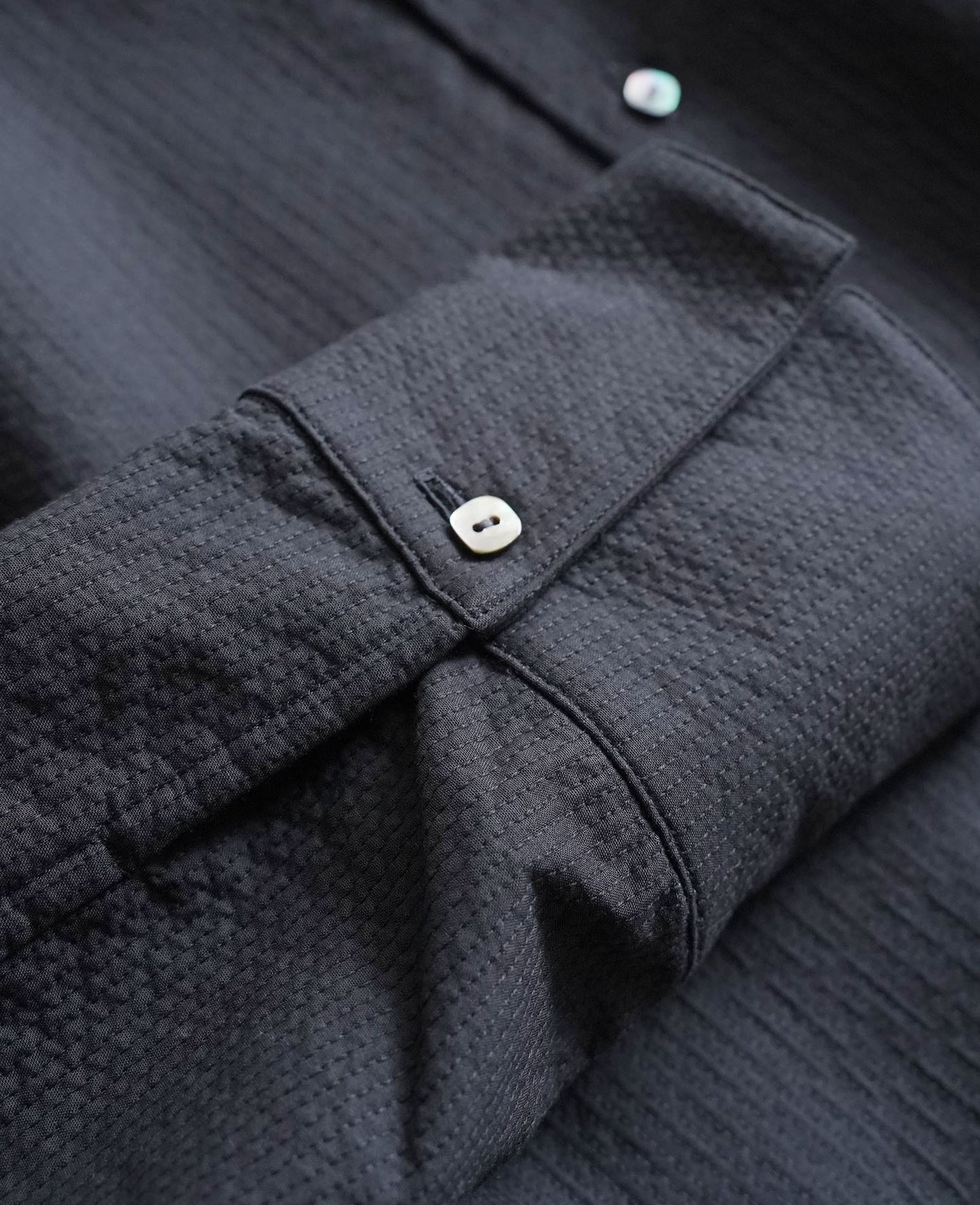 オーバーシャツ / ラインステッチコットン / スモークブラック