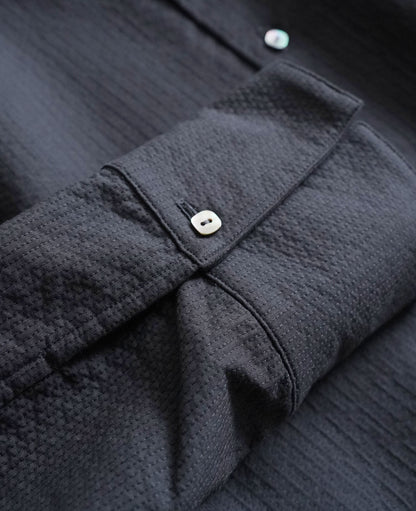 オーバーシャツ / ラインステッチコットン / スモークブラック