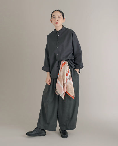 オーバーシャツ / ラインステッチコットン / スモークブラック