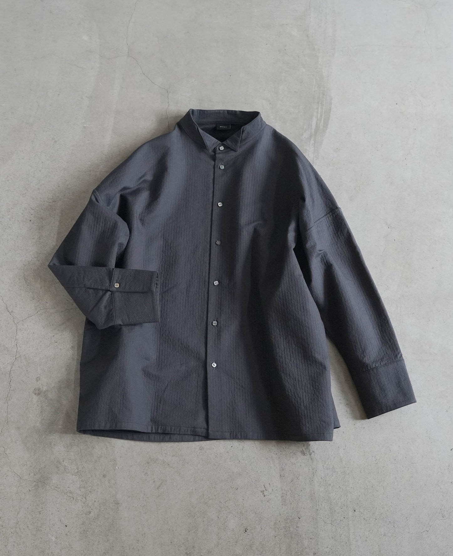オーバーシャツ / ラインステッチコットン / スモークブラック
