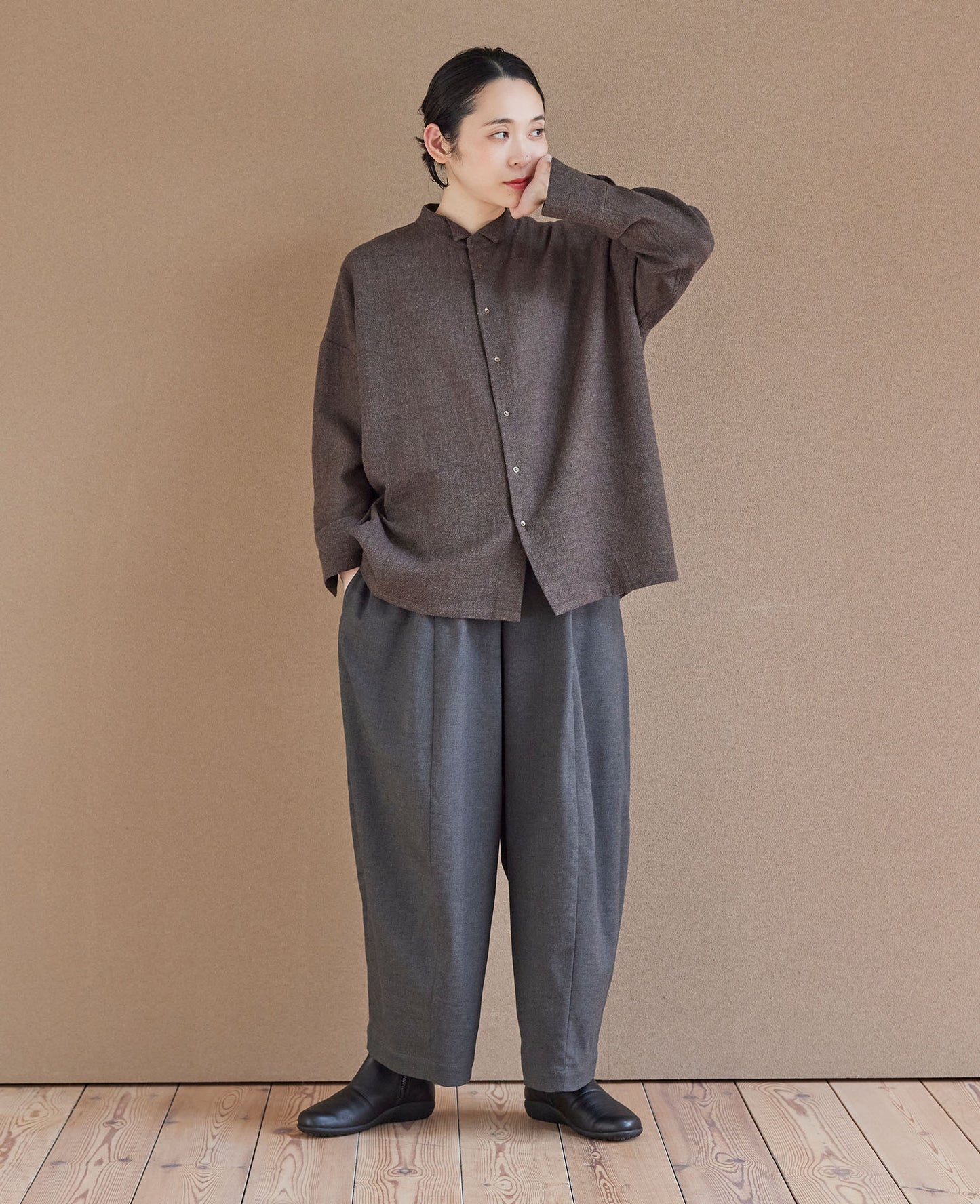 オーバーシャツ / ウールガーゼ / モカブラウン