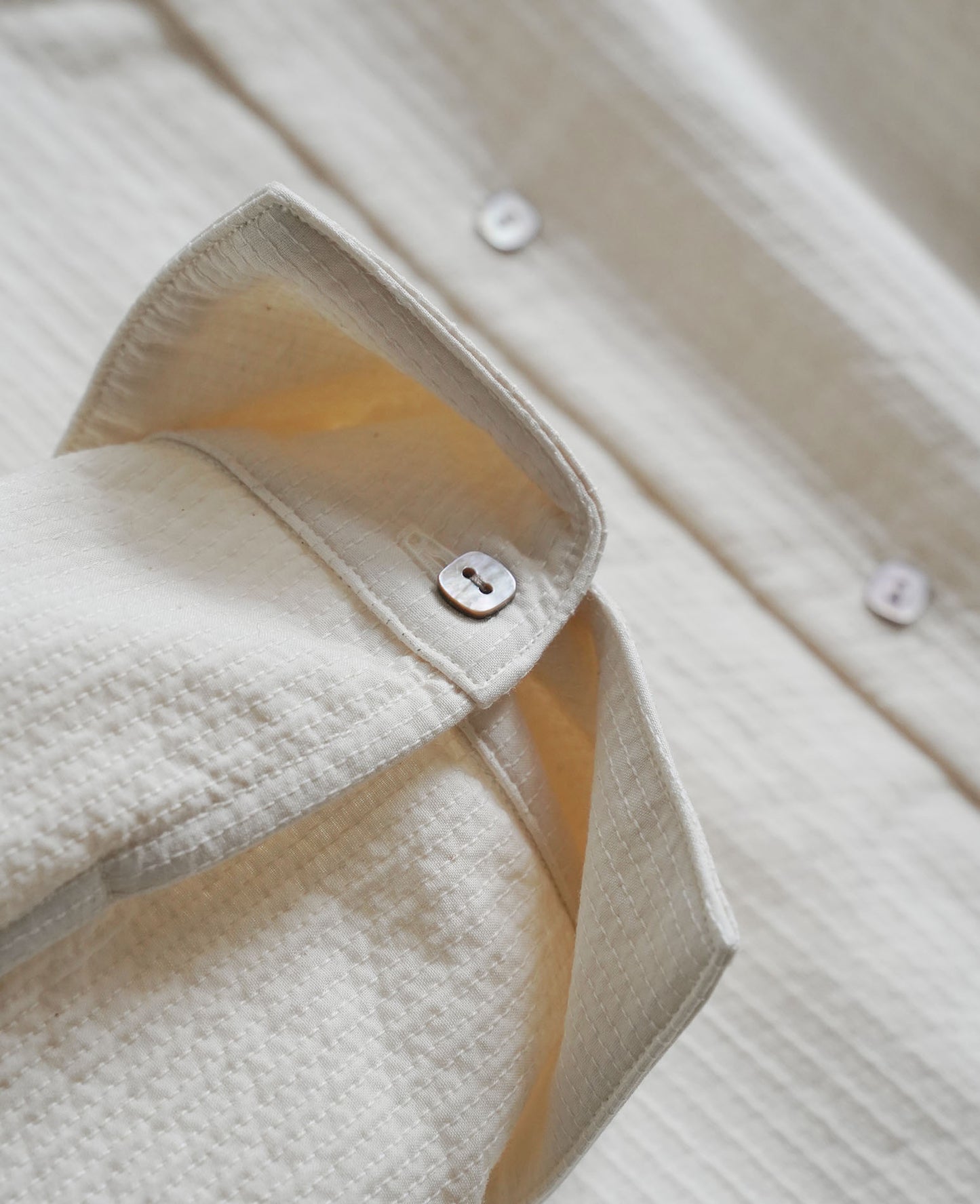 オーバーシャツ / ラインステッチコットン / アイボリー