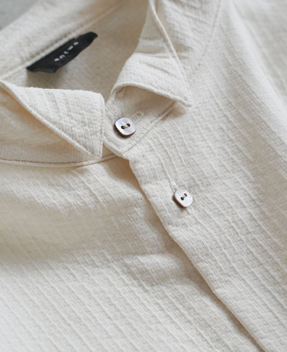 オーバーシャツ / ラインステッチコットン / アイボリー