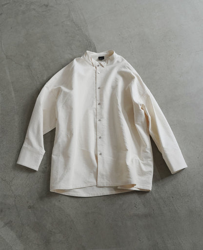 オーバーシャツ / ラインステッチコットン / アイボリー