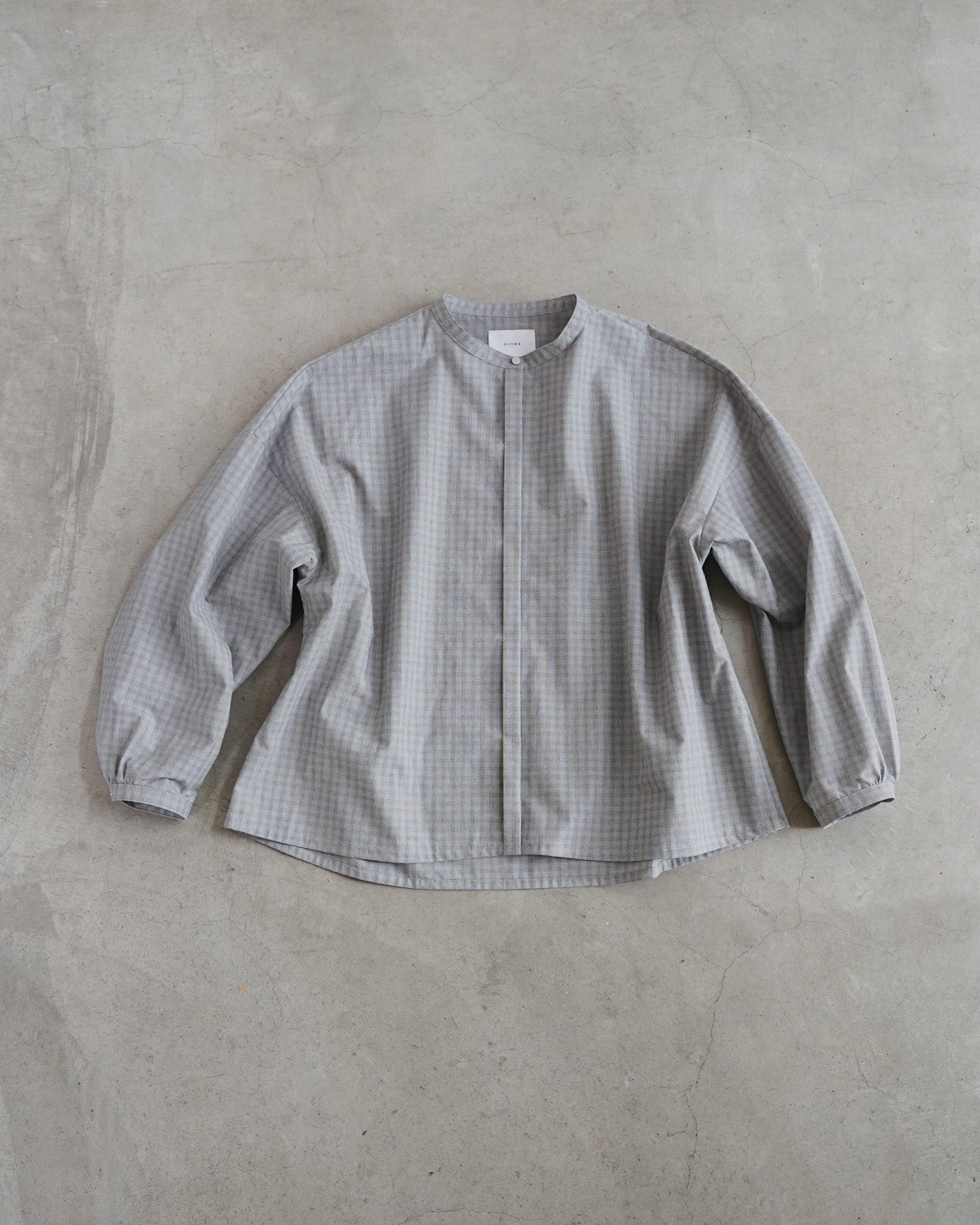 【12月6日(土)12時～発売】スタンドカラーシャツ / ブロックチェック / ライトブルー