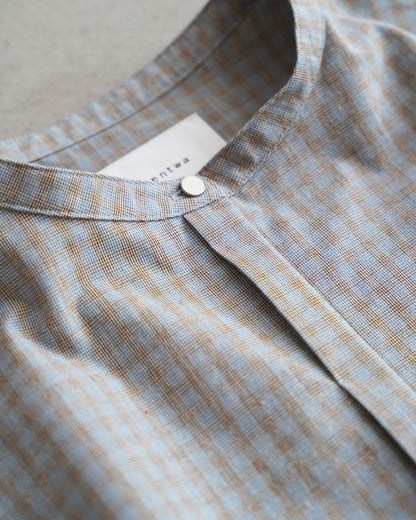 【12月6日(土)12時～発売】スタンドカラーシャツ / ブロックチェック / ライトブルー