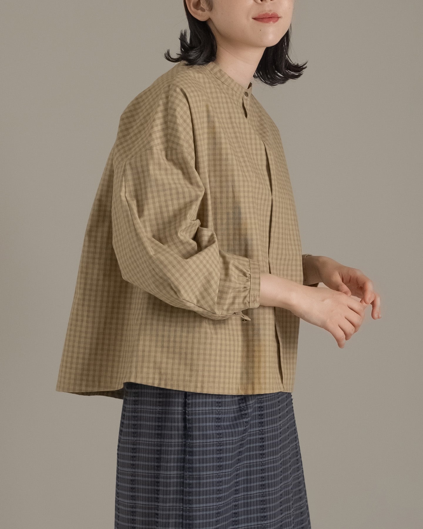 【12月6日(土)12時～発売】スタンドカラーシャツ / ブロックチェック / イエロー