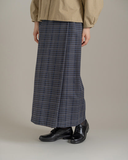 【12月6日(土)12時～発売】ストレートスカート / フリンジチェック / ブルー
