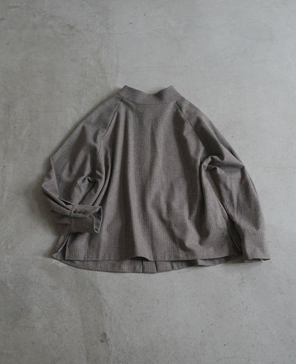 ラグランスリーブブラウス / ウール千鳥格子