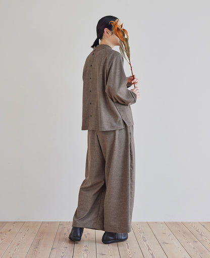 ラグランスリーブブラウス / ウール千鳥格子