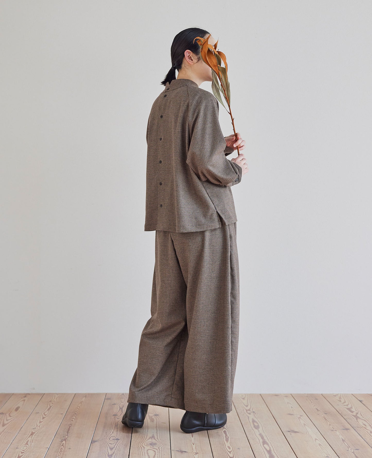 ワイドパンツ / ウール千鳥格子