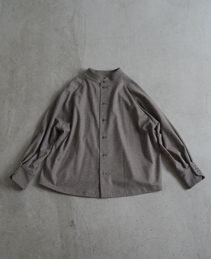 ラグランスリーブブラウス / ウール千鳥格子