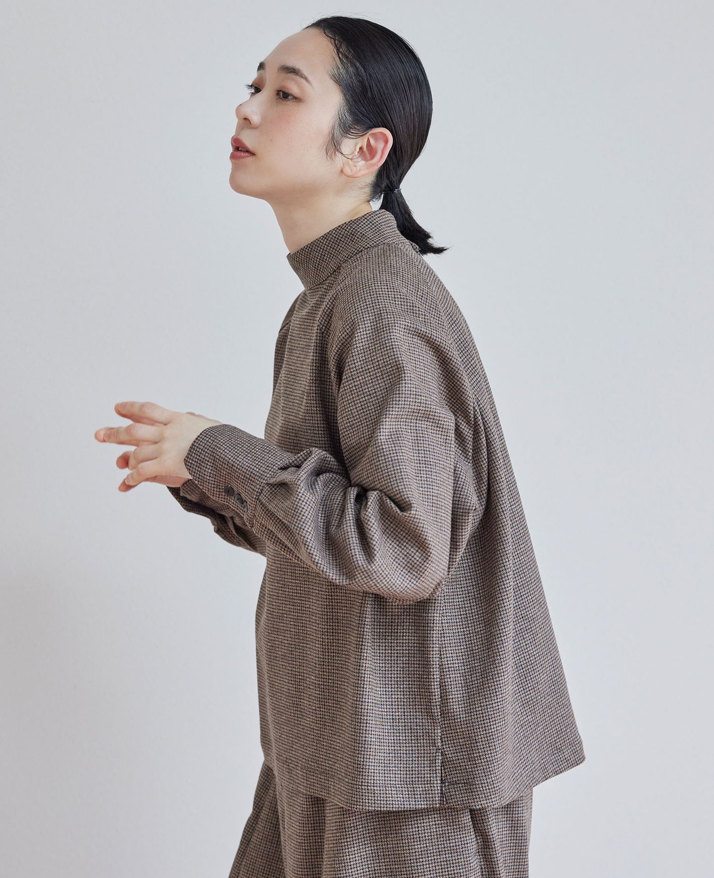 ラグランスリーブブラウス / ウール千鳥格子