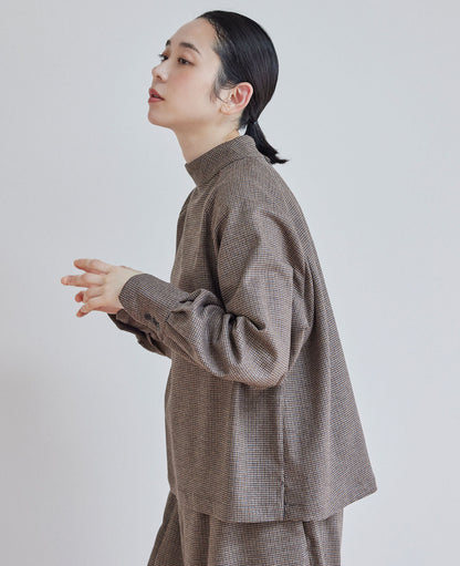 ラグランスリーブブラウス / ウール千鳥格子