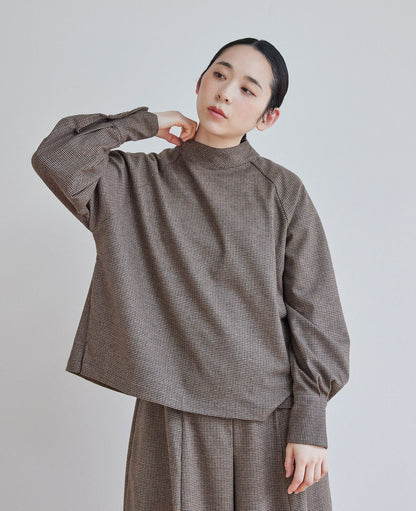 ラグランスリーブブラウス / ウール千鳥格子