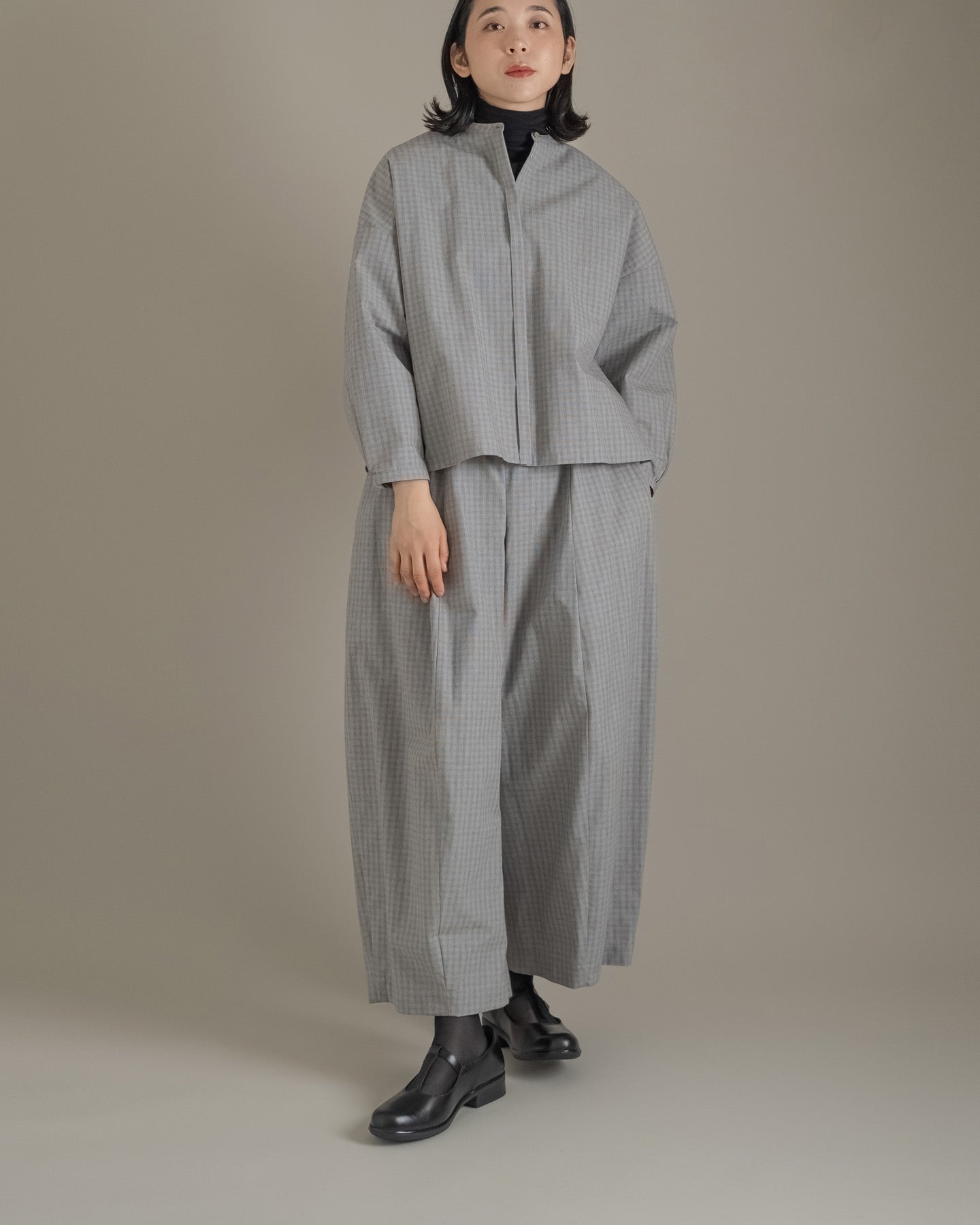 【12月6日(土)12時～発売】ワイドパンツ / ブロックチェック / ライトブルー