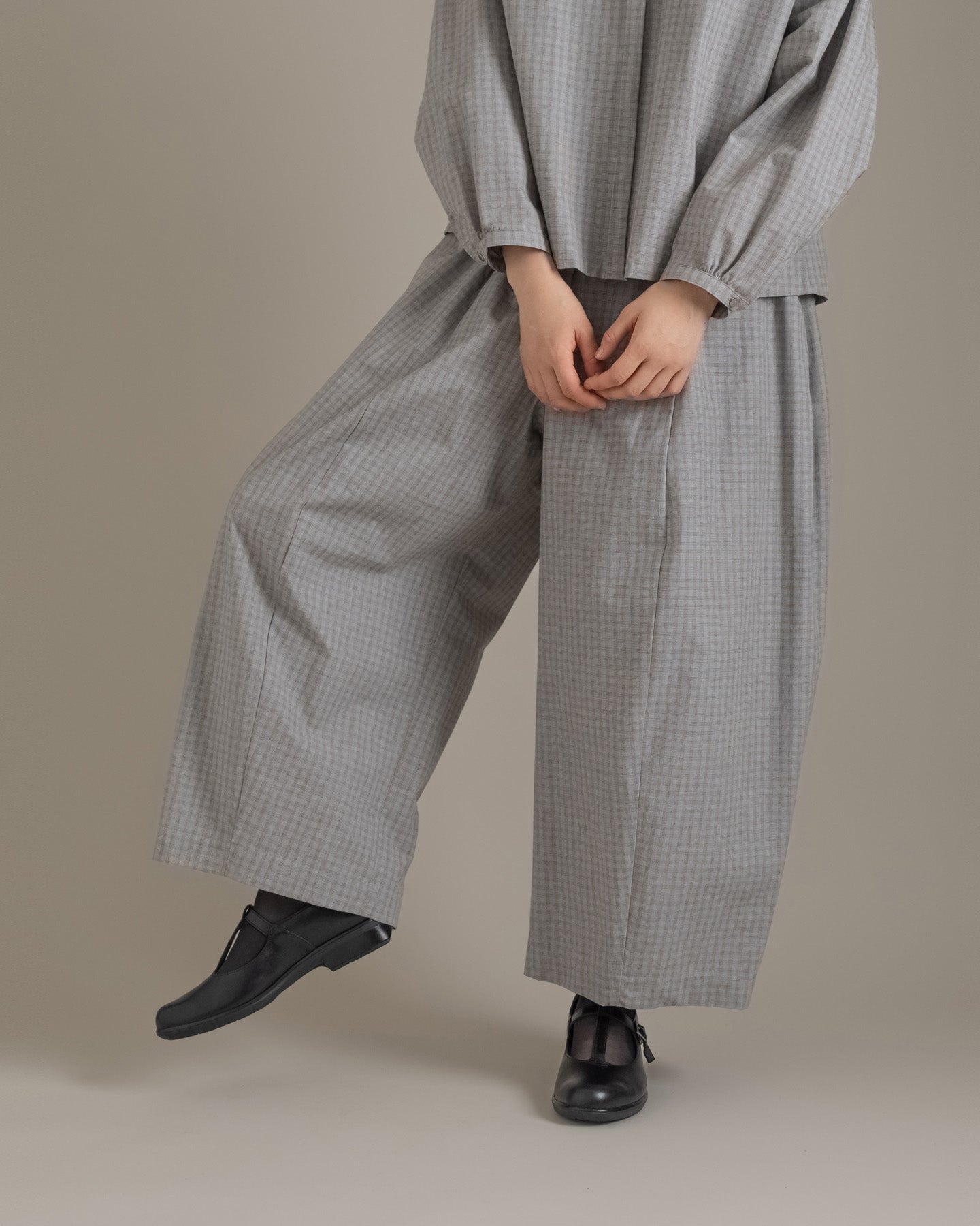 【12月6日(土)12時～発売】ワイドパンツ / ブロックチェック / ライトブルー