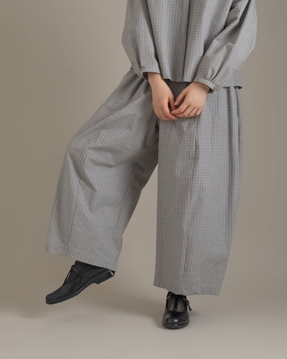 【12月6日(土)12時～発売】ワイドパンツ / ブロックチェック / ライトブルー