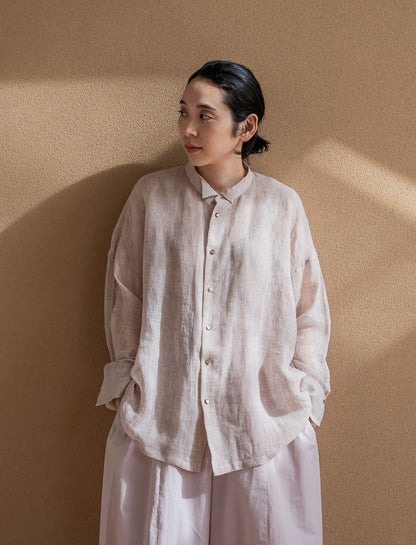 [On sale from 12:00 on Saturday, March 1st] Overshirt / Sheer linen houndstooth PK