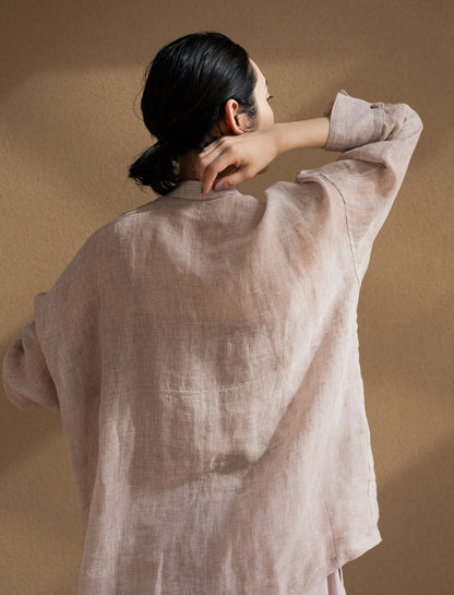 [On sale from 12:00 on Saturday, March 1st] Overshirt / Sheer linen houndstooth PK