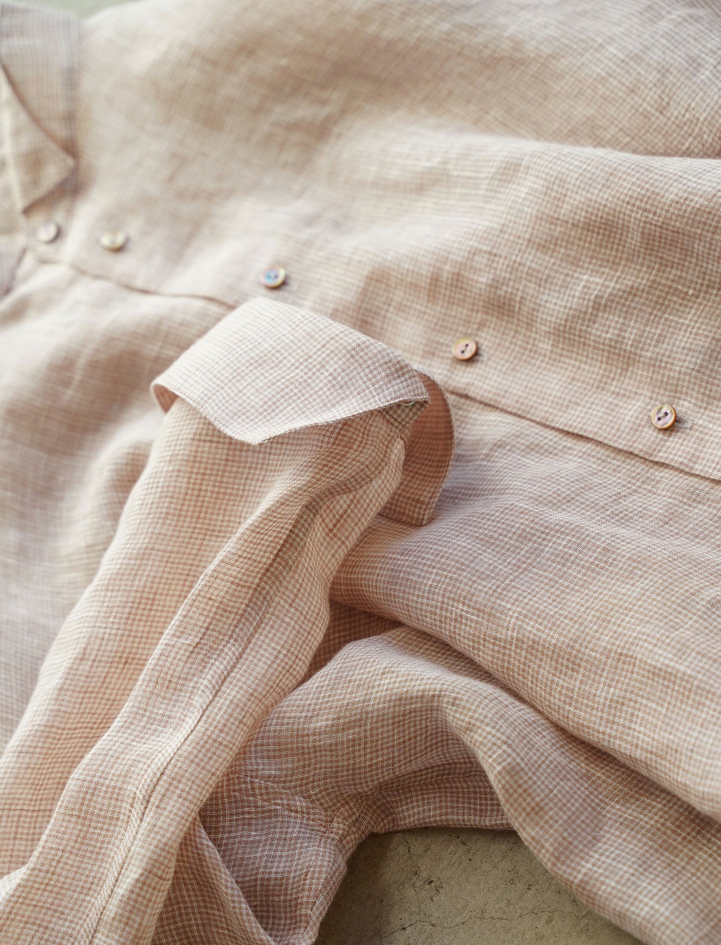 [On sale from 12:00 on Saturday, March 1st] Overshirt / Sheer linen houndstooth PK