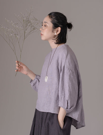 [On sale from 12:00 on Saturday, April 5th] Tuck pullover / Fanage linen LL