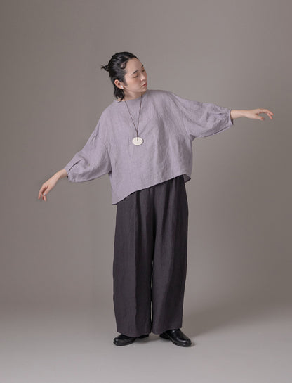 [On sale from 12:00 on Saturday, April 5th] Tuck pullover / Fanage linen LL