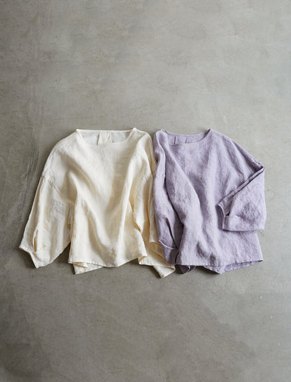 [On sale from 12:00 on Saturday, April 5th] Tuck pullover / Fanage linen LL