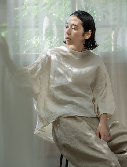 [On sale from 12:00 on Saturday, April 5th] Tuck pullover / Fanage linen