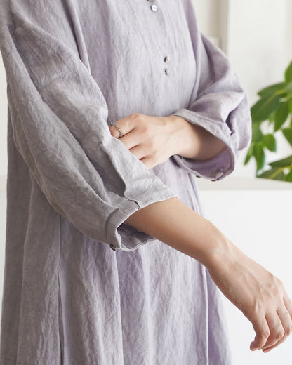 [On sale from 12:00 on Saturday, August 2nd] Tuck sleeve dress / Fanage linen